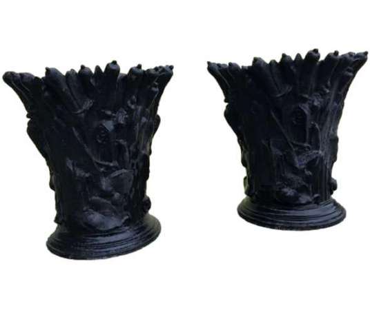 Pair of 19th Century Cast Iron Art Nouveau Vases