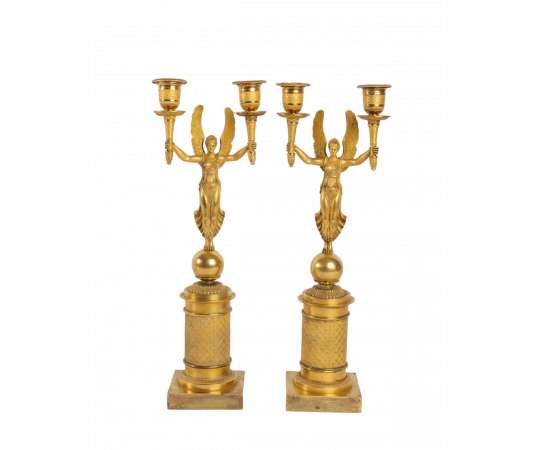 A Pair of Empire period (1804 - 1815) candelsticks. 19th century.