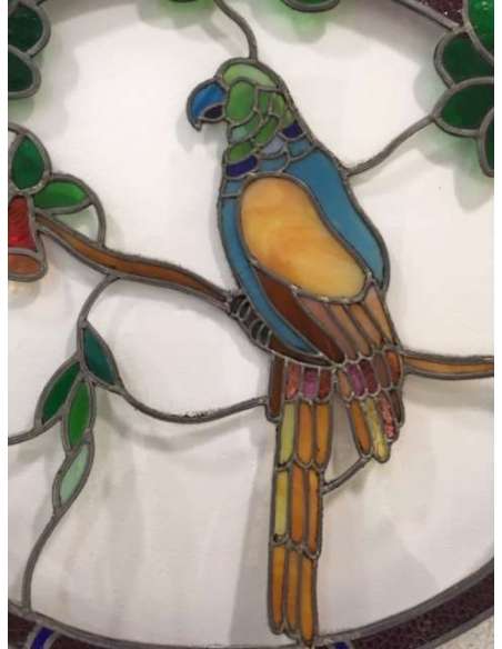 20th century art deco stained glass parrot-Bozaart