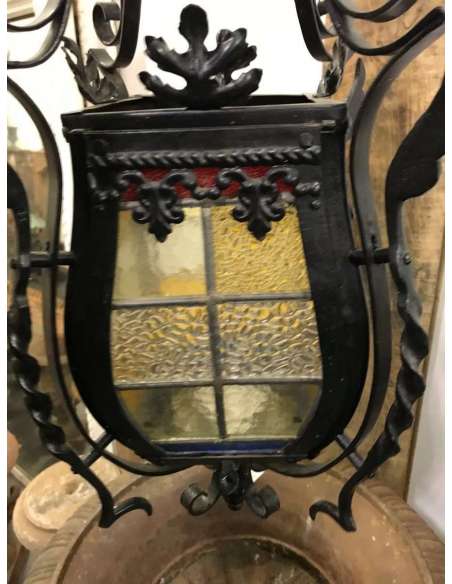 Napoleon III lantern in wrought iron from the 19th century-Bozaart