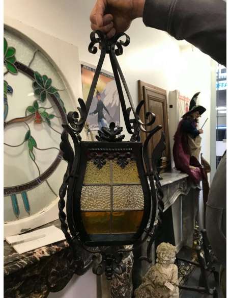 Napoleon III lantern in wrought iron from the 19th century-Bozaart