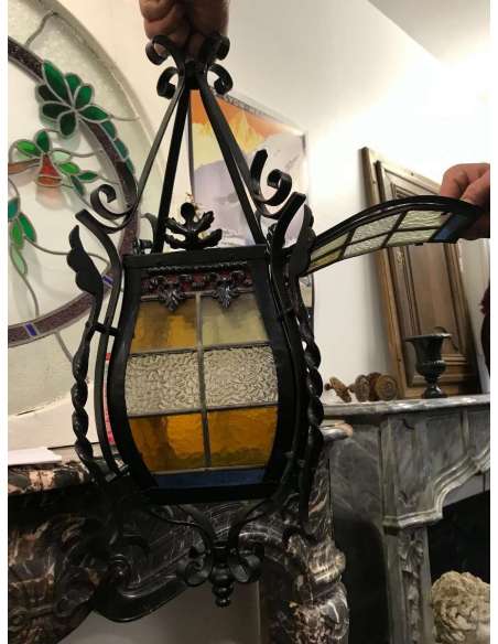 Napoleon III lantern in wrought iron from the 19th century-Bozaart