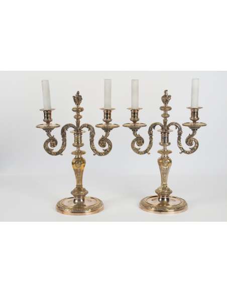 A Pair of Regence style candelstick. 19th century.-Bozaart