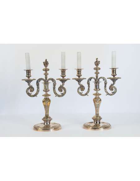 A Pair of Regence style candelstick. 19th century.-Bozaart