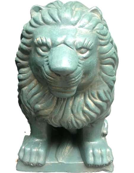 Pair of 20th century terracotta lions-Bozaart