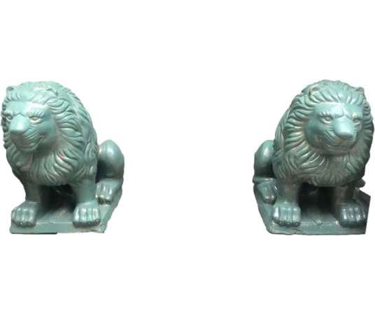 Pair of 20th century terracotta lions
