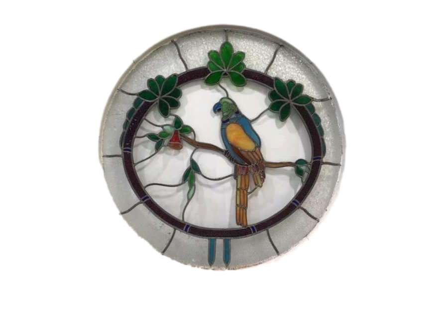 Stained glass art deco glass parrot + 20th century