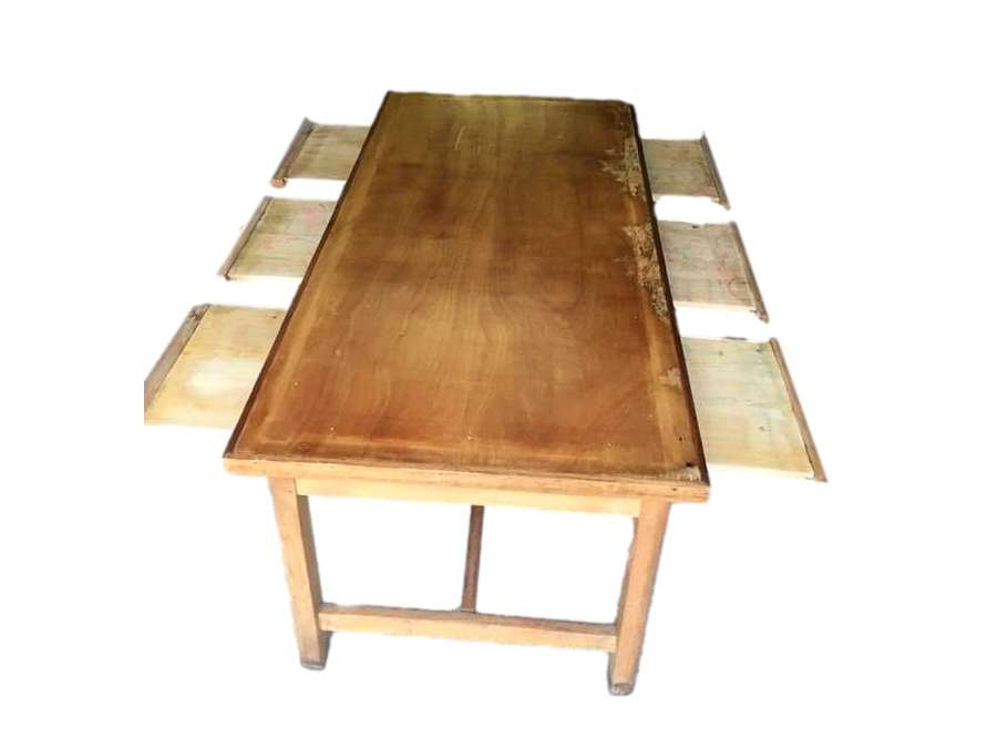 Table ancienne de chimie en bois du 20ème siècle