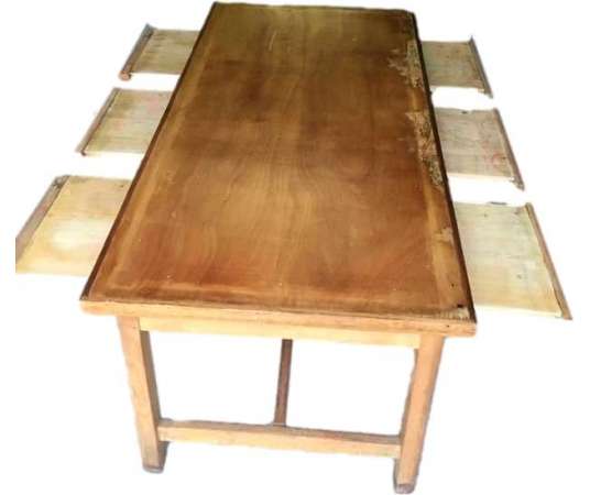 Table ancienne de chimie en bois du 20ème siècle