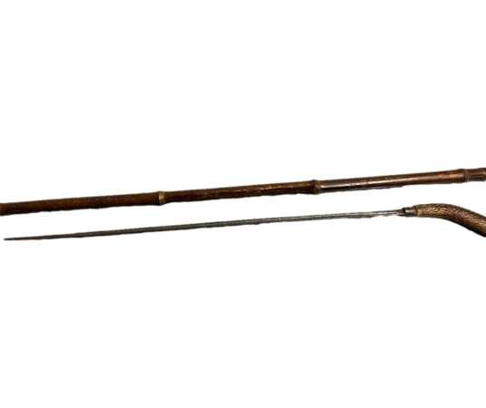 Canne épée populaire en bois du 19ème siècle