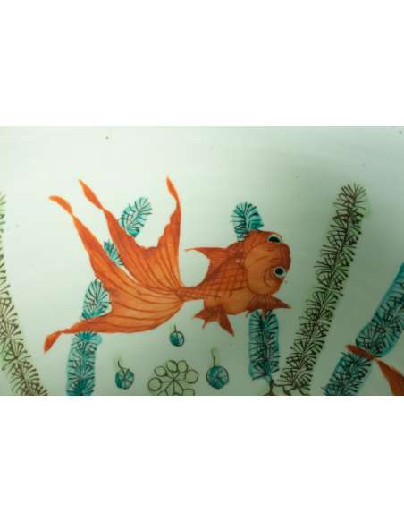 Porcelain and polychrome enamel fish tank-Bozaart