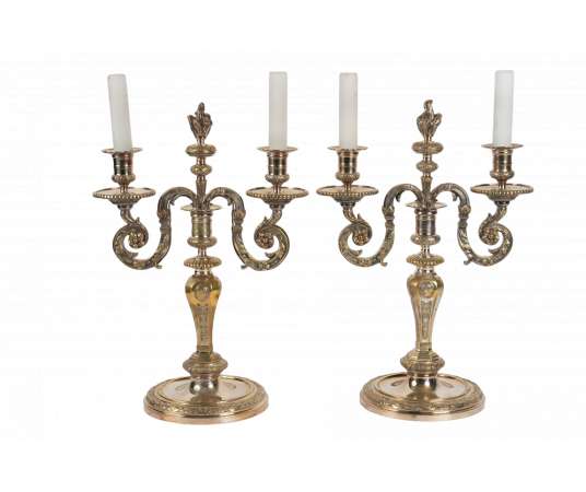 Paire de candélabres de style Régence +XIXème siècle.