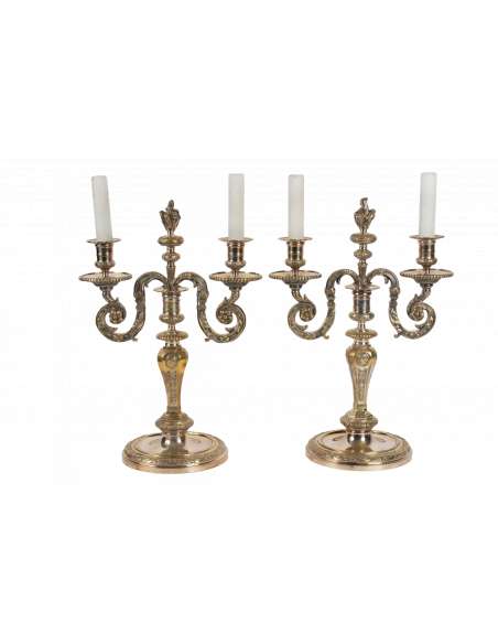 A Pair of Regence style candelstick. 19th century.-Bozaart