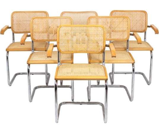 Series Of Six Cesca Armchairs In Blond Beech, 1970, Ls4654781 - Design Seats