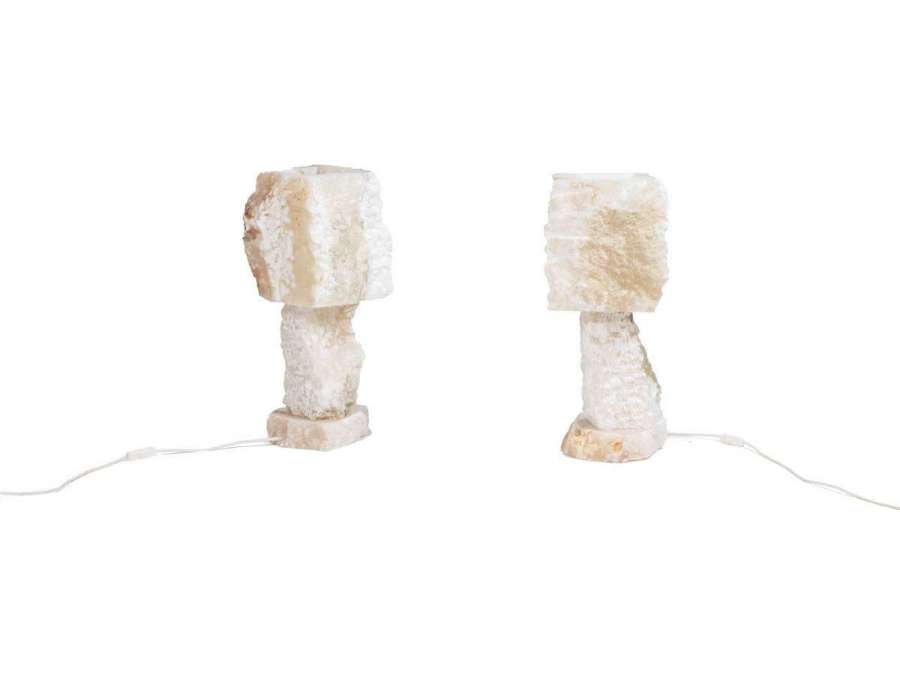 Pair Of Alabaster Lamps, Contemporary Work, LS5406881B - lamps