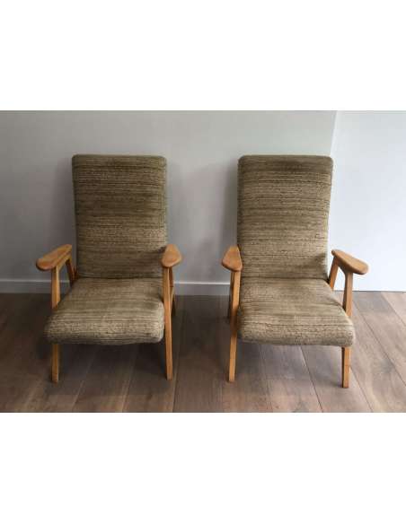 Pair of 70's Wooden Armchairs-Bozaart