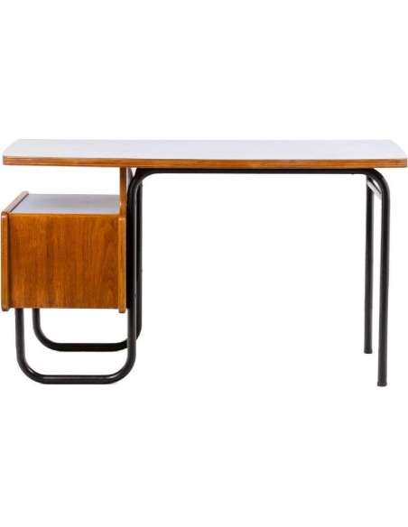 Robert Charroy for Mobilor, Oak and metal desk, 1955, LS4839901 - Desks-Bozaart