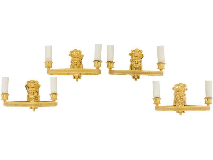 Series of four bronze sconces from the 19th century Maison Baguès, Circa 1900