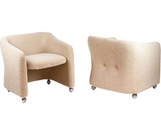 Paire de fauteuils à bouclettes, années 1970, LS47981251 - Sièges Design