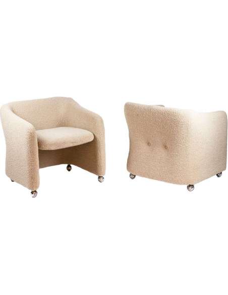 Paire de fauteuils à bouclettes, années 1970, LS47981251 - Sièges Design-Bozaart