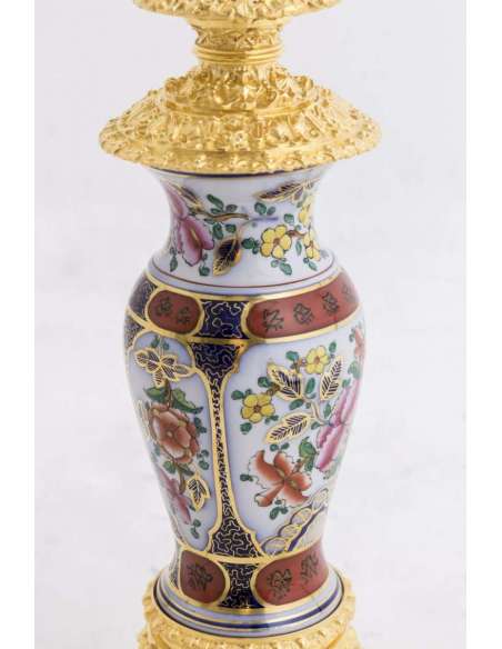 Paire De Lampes En Porcelaine Valentine Et Bronze Doré, Circa 1880 - Ls41221171 - lampes-Bozaart