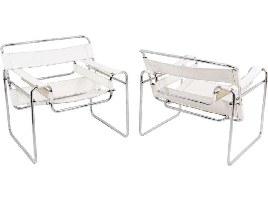 Pair of armchairs "Wassily" Marcel Breuer in metal from 20th century