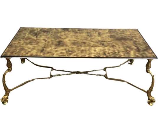 Brass coffee table+ from the 20th century. The House of Jansen
