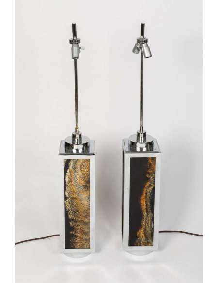 Pair Of Bakelite And Chromed Metal Lamps, 1970s - LS40271201 - lamps-Bozaart