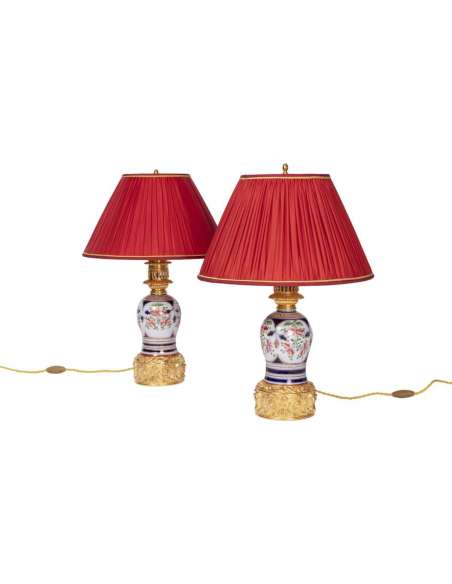 Pair Of Bayeux Porcelain Lamps, Late Nineteenth Century - LS3579831 - oil lamps Pair Of Bayeux Porcelain Lamps, Late Nineteenth Century - LS3579831 - oil lamps-Bozaart
