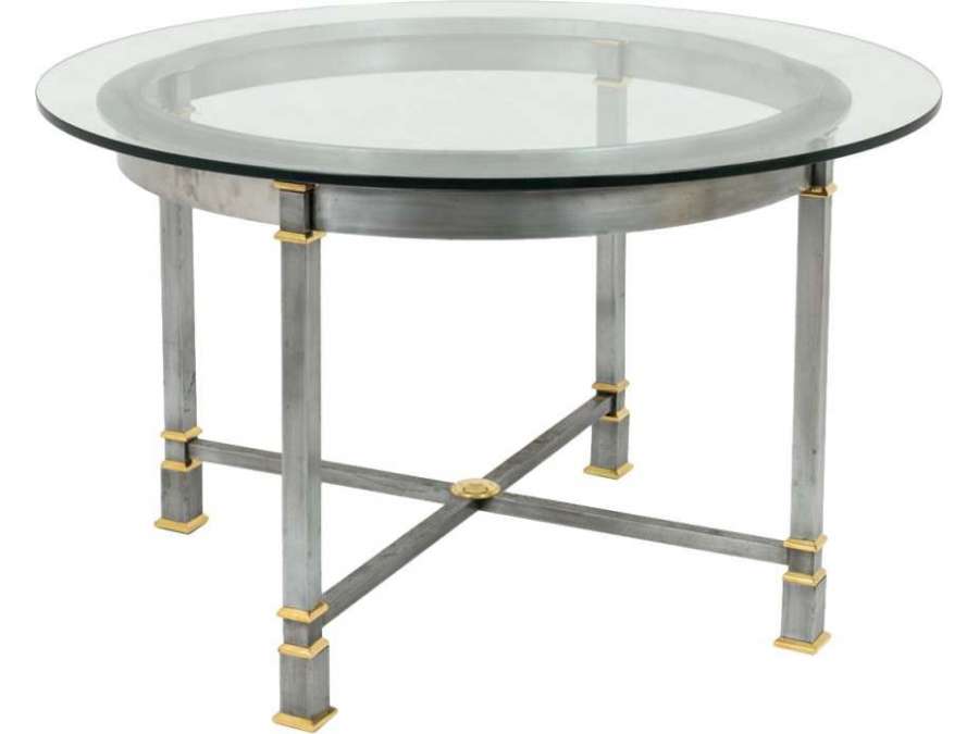 20th century Brushed+ metal table, Circa 1970