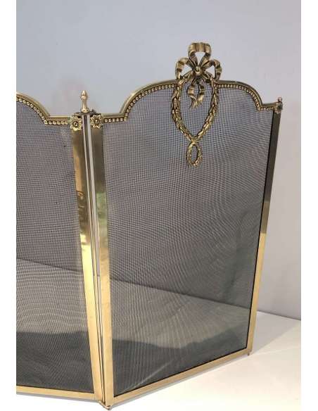 Louis XVI style brass folding fire screen Contemporary work-Bozaart