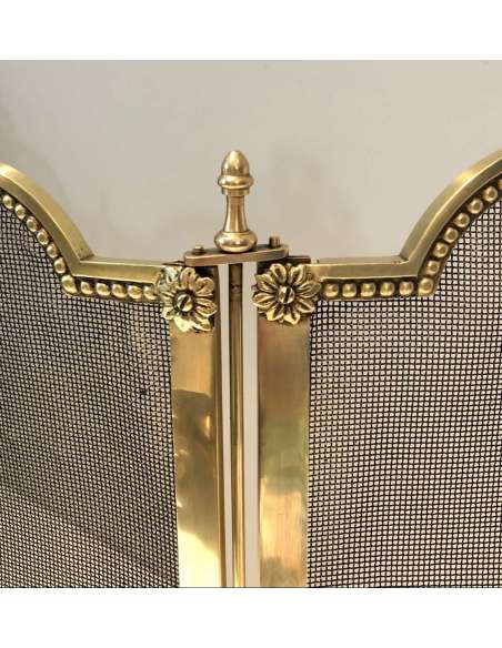 Louis XVI style brass folding fire screen Contemporary work-Bozaart