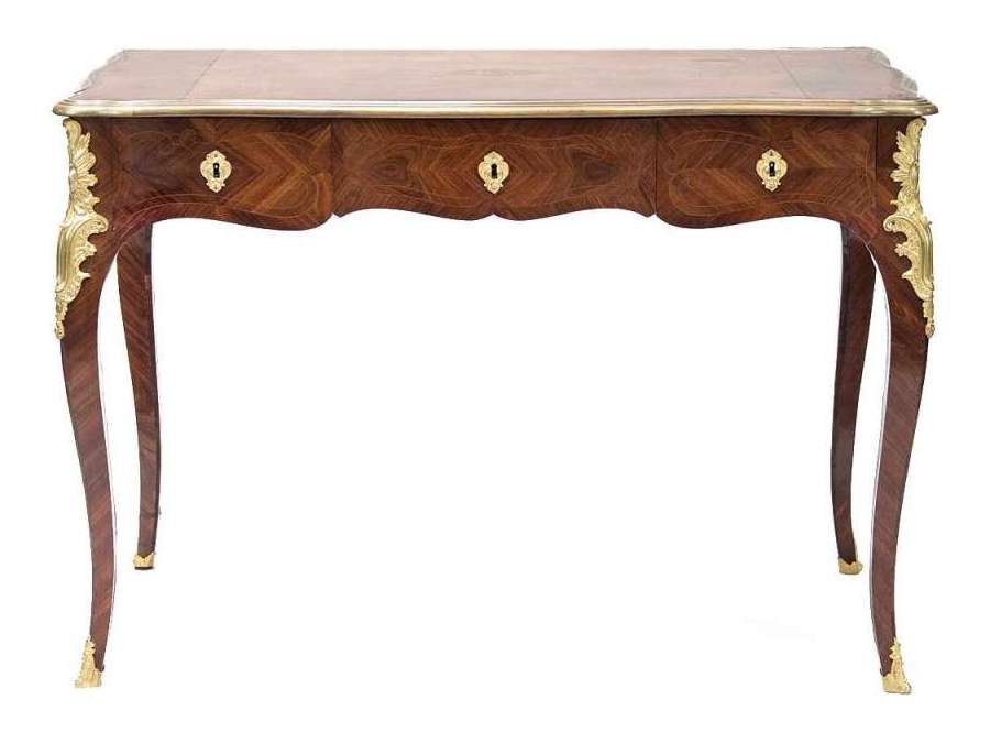 Small flat desk Louis XV style purple wood marquetry, circa 1880 - LS34421601 - Desks