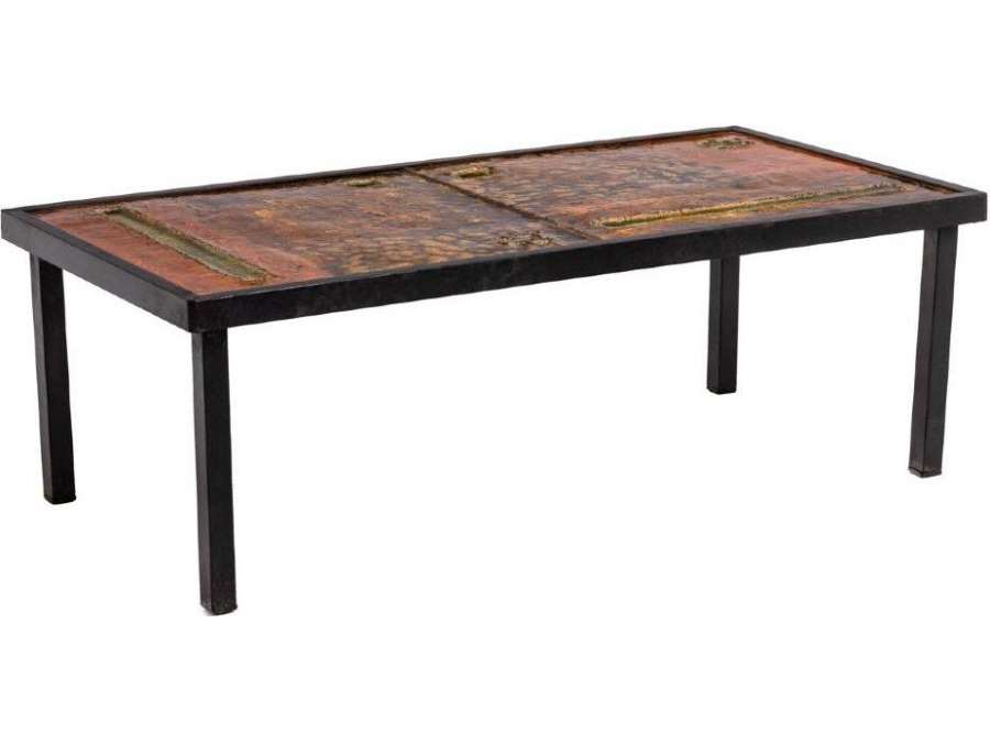Robert And Jean Cloutier, Lava And Metal Coffee Table, 1950s, Ls50721001 - Coffee Tables