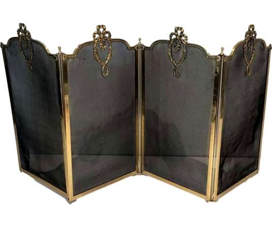 Louis XVI style brass folding fire screen Contemporary work