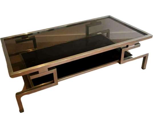 Très Belle Table Basse Moderniste Chromée. Vers 1970 - Tables Basses