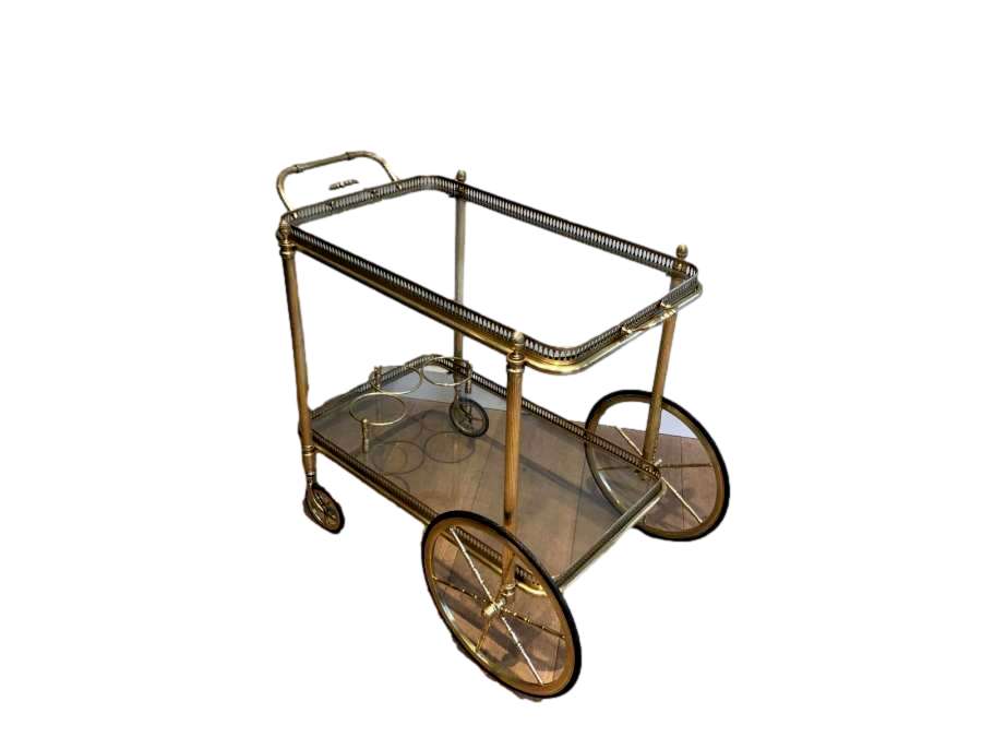 Neoclassical Brass Rolling Cart by Maison Bagués, 1940s