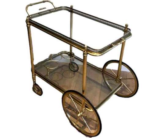 Neoclassical Brass Rolling Cart by Maison Bagués, 1940s