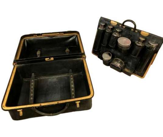 Crystal Leather And Silver Toiletries Suitcase From The 19th Century - boxes, cases, necessities, boxes