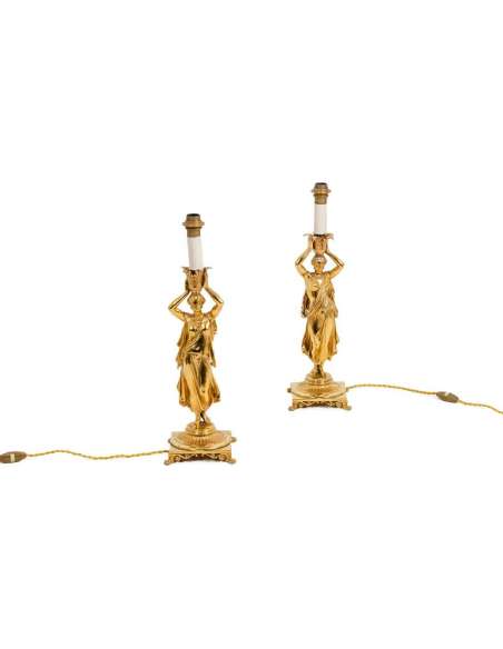 Paire de lampes en bronze doré, circa 1880, OP5281351 - lampes-Bozaart