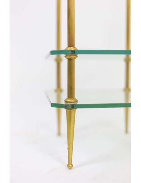 Table Basse En Bronze Doré à Trois Plateaux En Verre, Années 1970 - OP130601 - Tables Basses-Bozaart