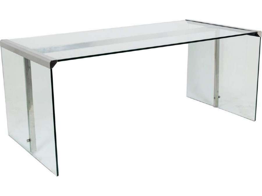 Glass desk from 20th century 1970s