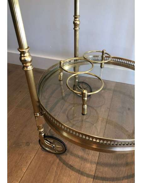Neoclassical Round Brass Rolling Table From The Baguès House - Antique Bars-Bozaart