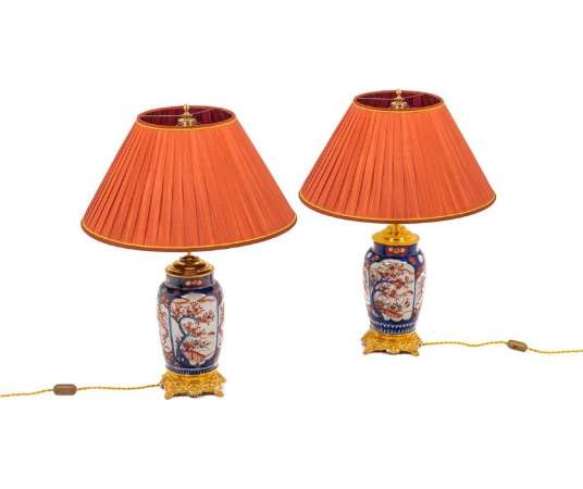 Pair Of Imari Porcelain Lamp, XIXth Century - Ls4443565b - lamps