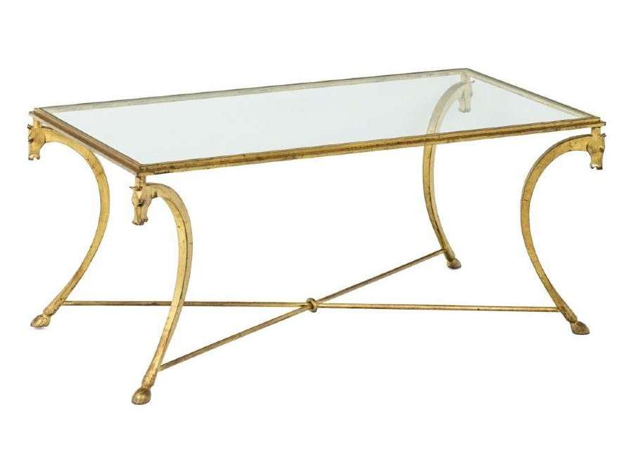 Maison Ramsay:Gilded iron coffee table+ from the 20th century. 1950's
