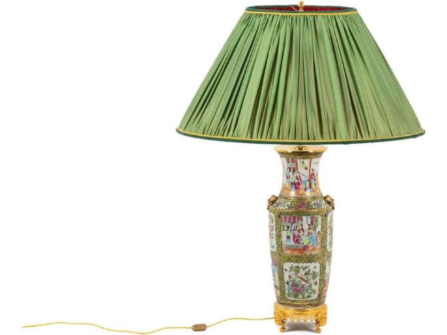 Large Canton Porcelain Lamp, Circa 1880 - lamps