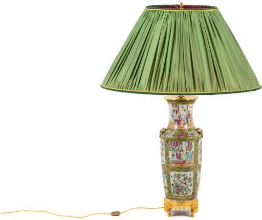Large Canton Porcelain Lamp, Circa 1880 - lamps