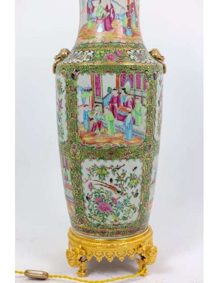 Large Canton Porcelain Lamp, Circa 1880 - lamps-Bozaart