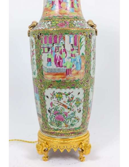 Grande Lampe En Porcelaine De Canton, Circa 1880 - lampes-Bozaart