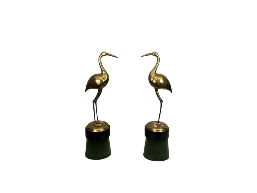 Pair of brass birds of the 20th century 1970s